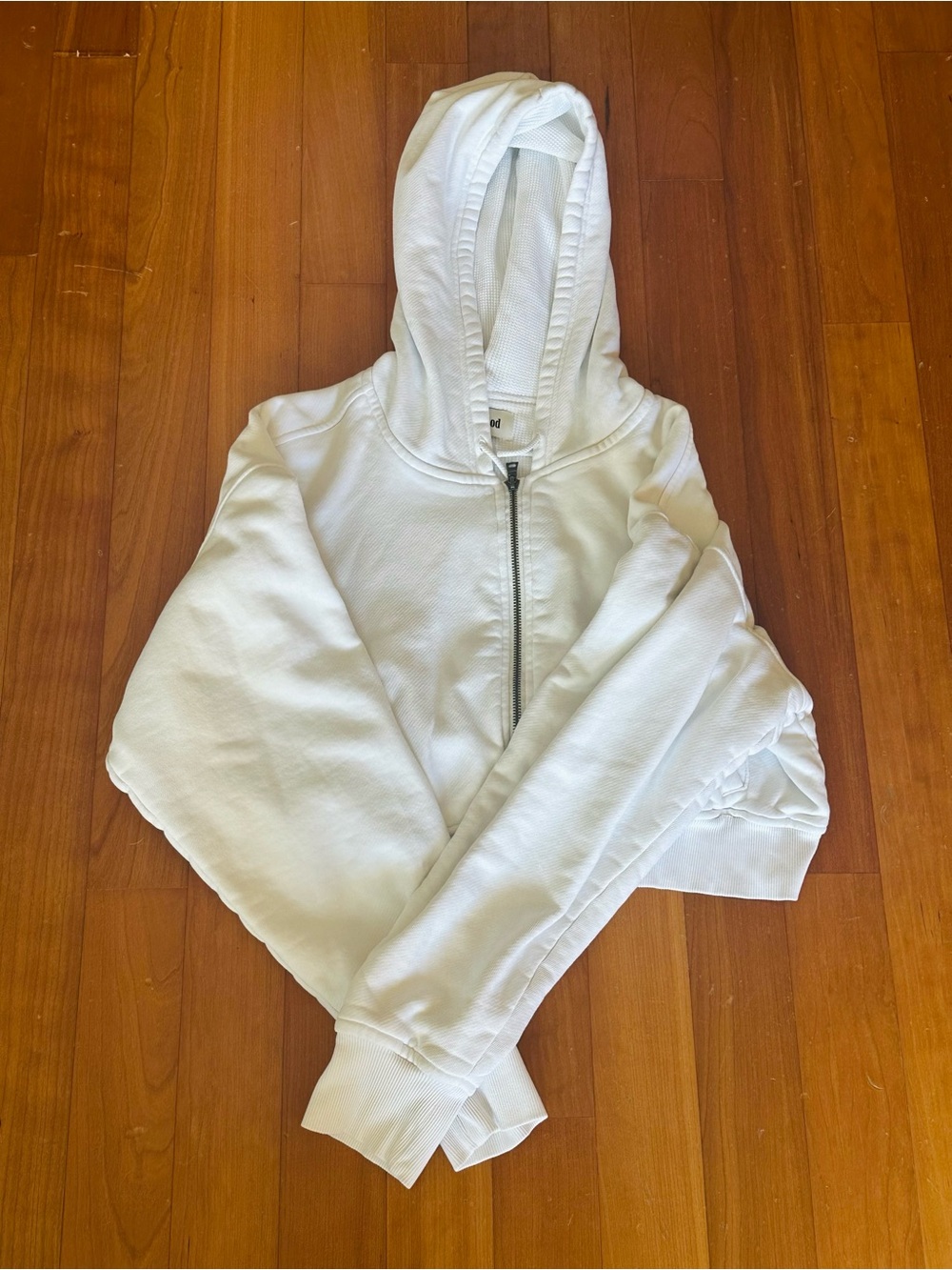 Elwood White Cropped Zip-Up Hoodie - Picture 3 of 9
